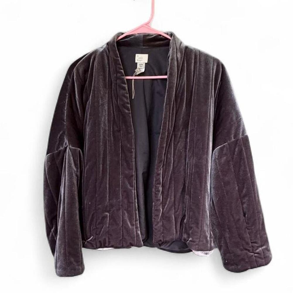 Grey velvet plush filled jacket